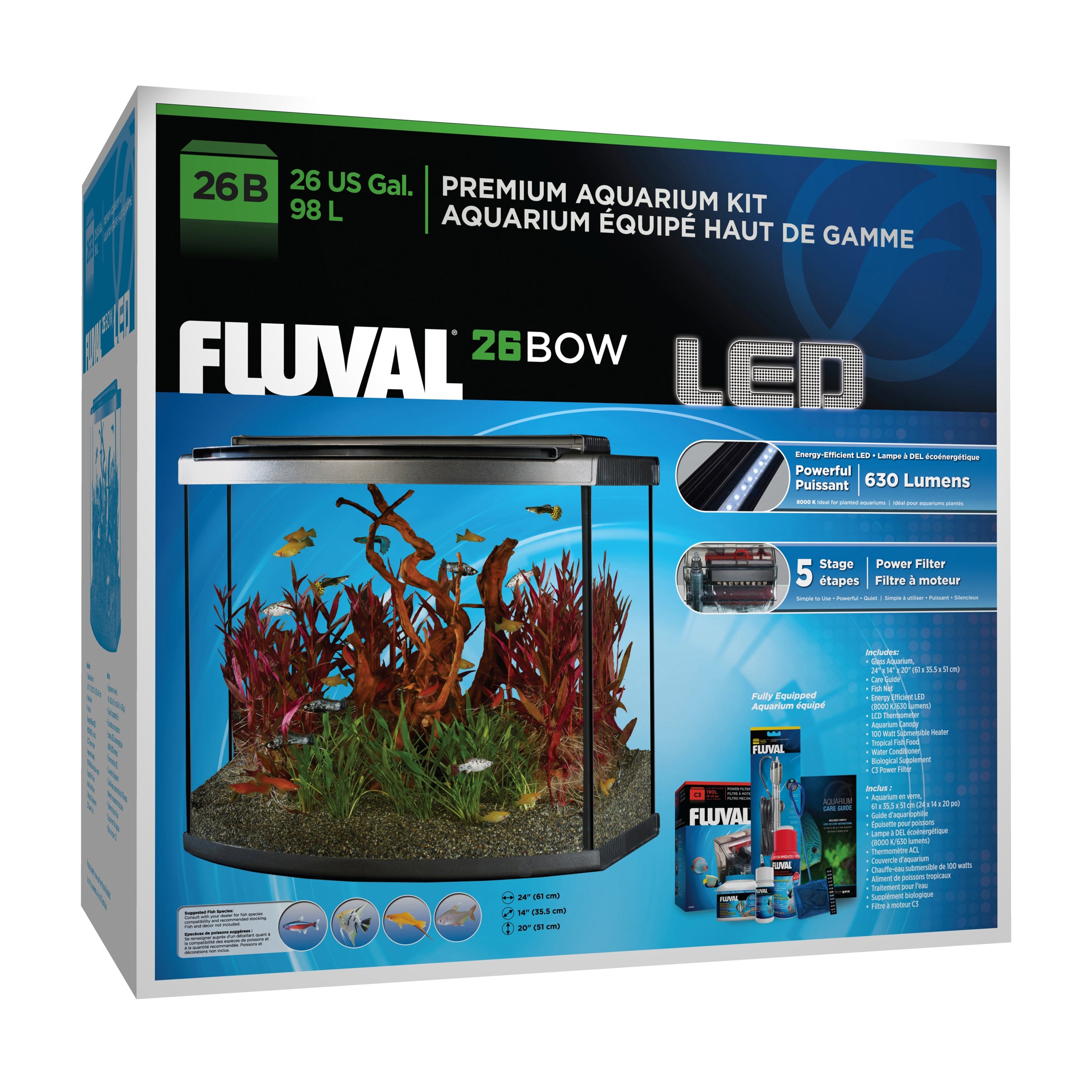Fluval Premium Aquarium Bow Kit with LED (Special Order Product) - 2 Sizes