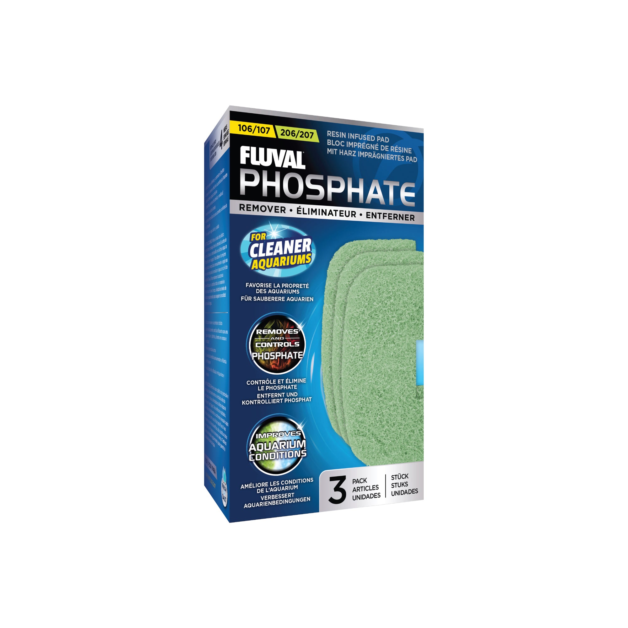 Éliminateur de phosphate Fluval 106/206 et 107/207 - paquet de 3