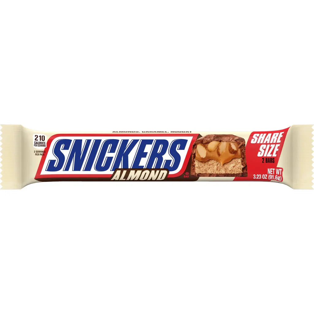 Barre chocolatée aux amandes Snickers - Format à partager 91,6 g