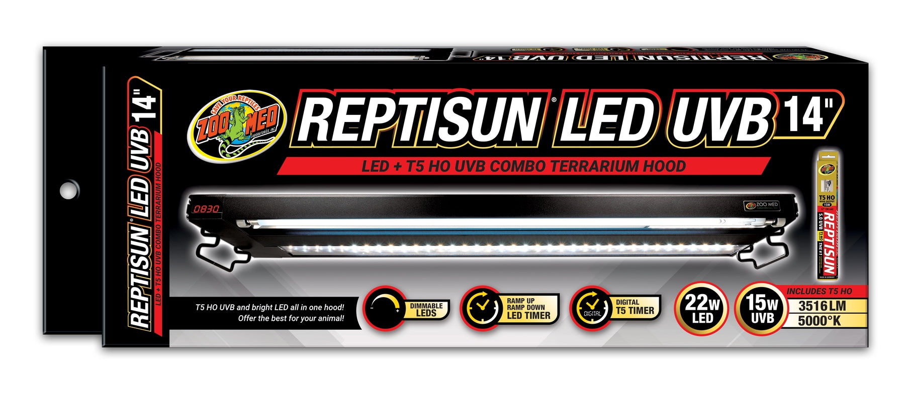 Capot de terrarium combiné Zoo Med ReptiSun LED UVB