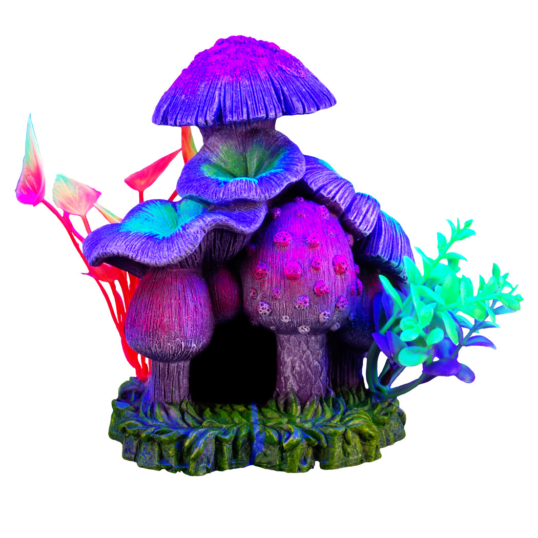 Marina iGlo Ornament - Mushroom House with Plants - Large 5.25"