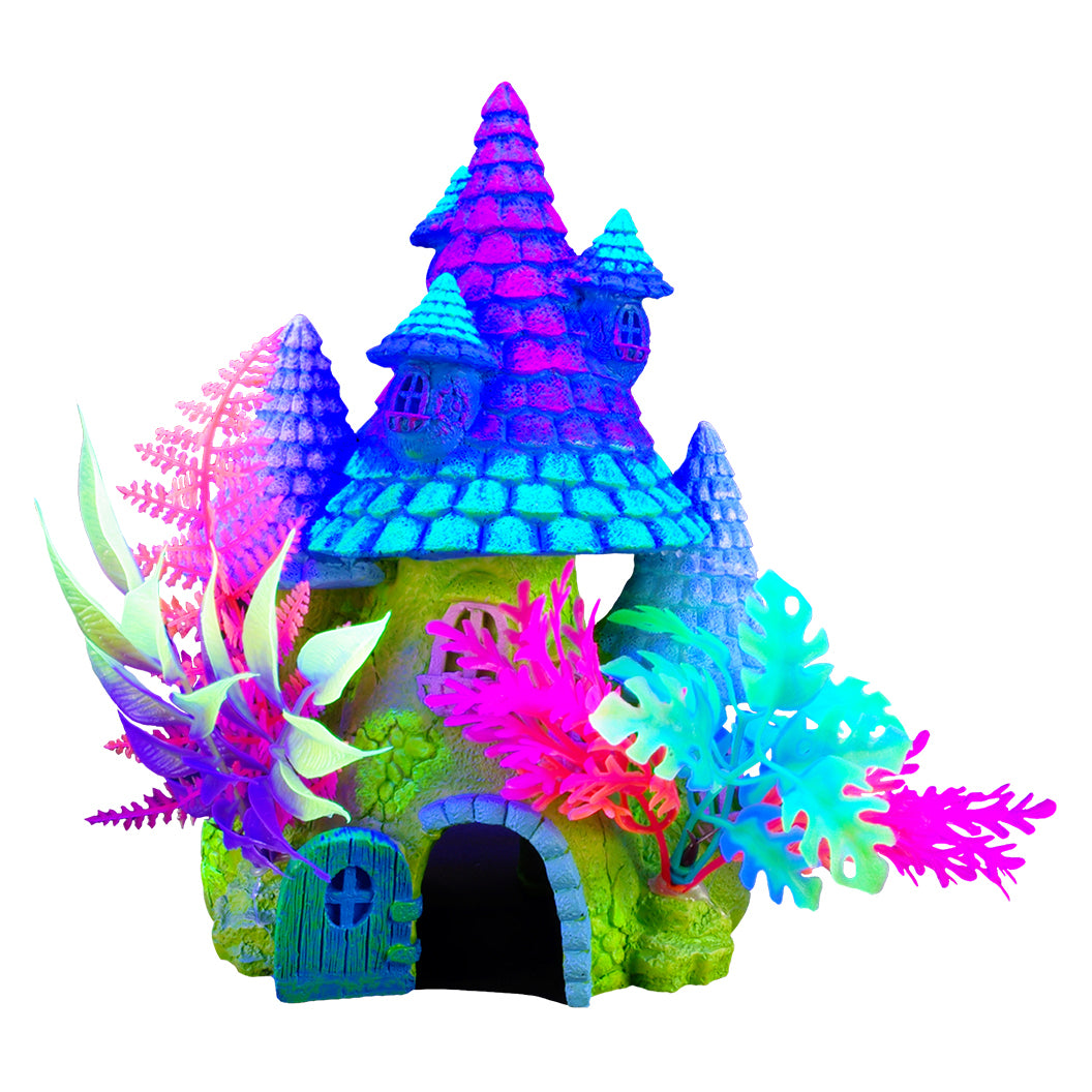 Ornement Marina iGlo - Maison fantastique avec plantes 8"