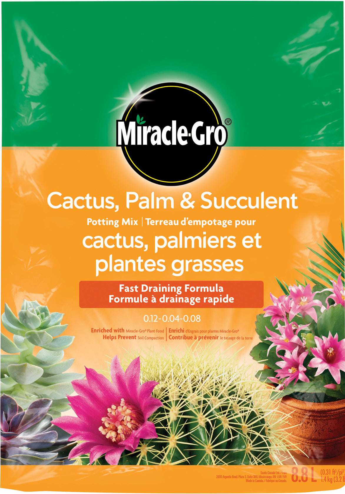 Mélange Miracle Gro pour cactus, palmiers et plantes grasses 8,8 l