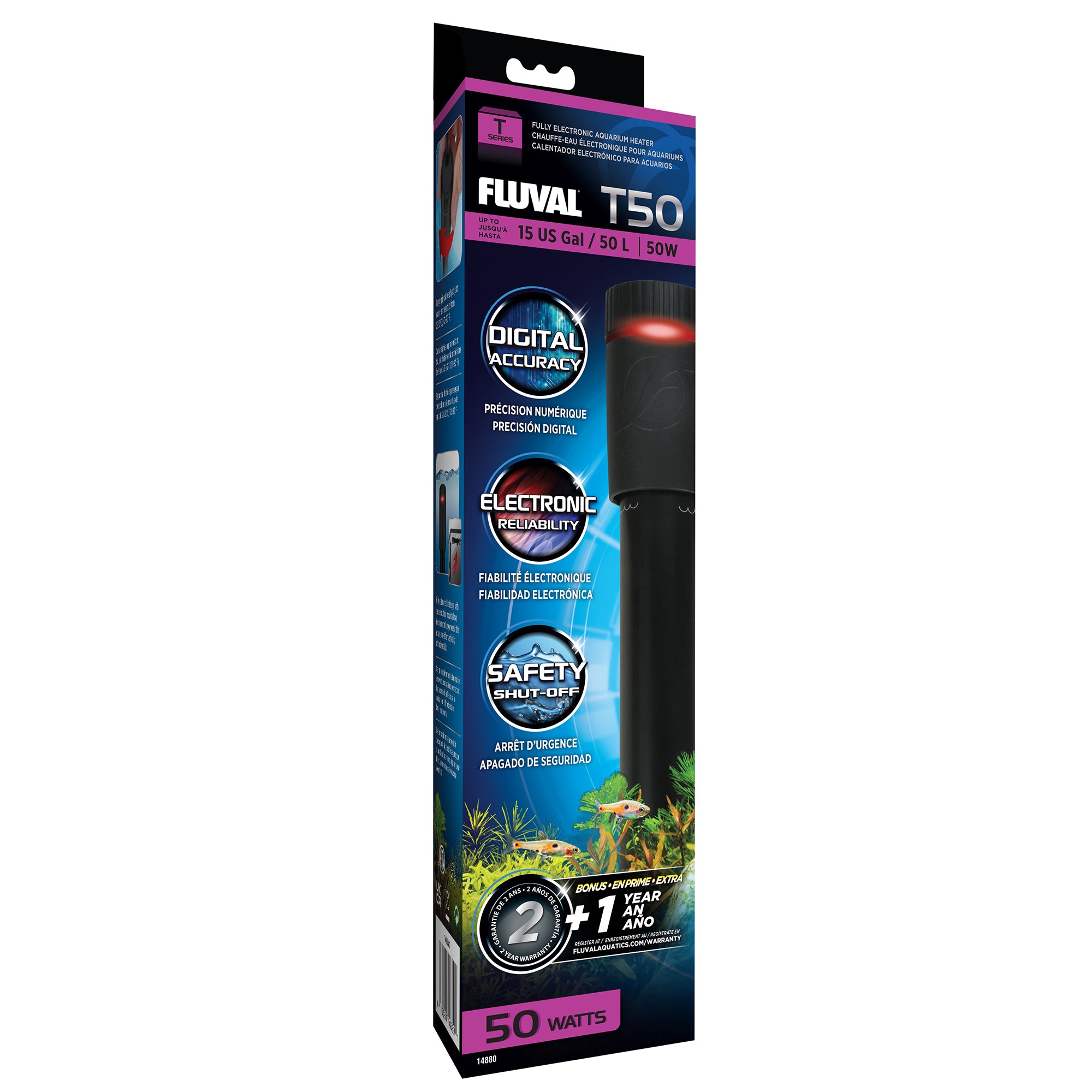 Chauffe-aquarium Fluval série T avec arrêt automatique