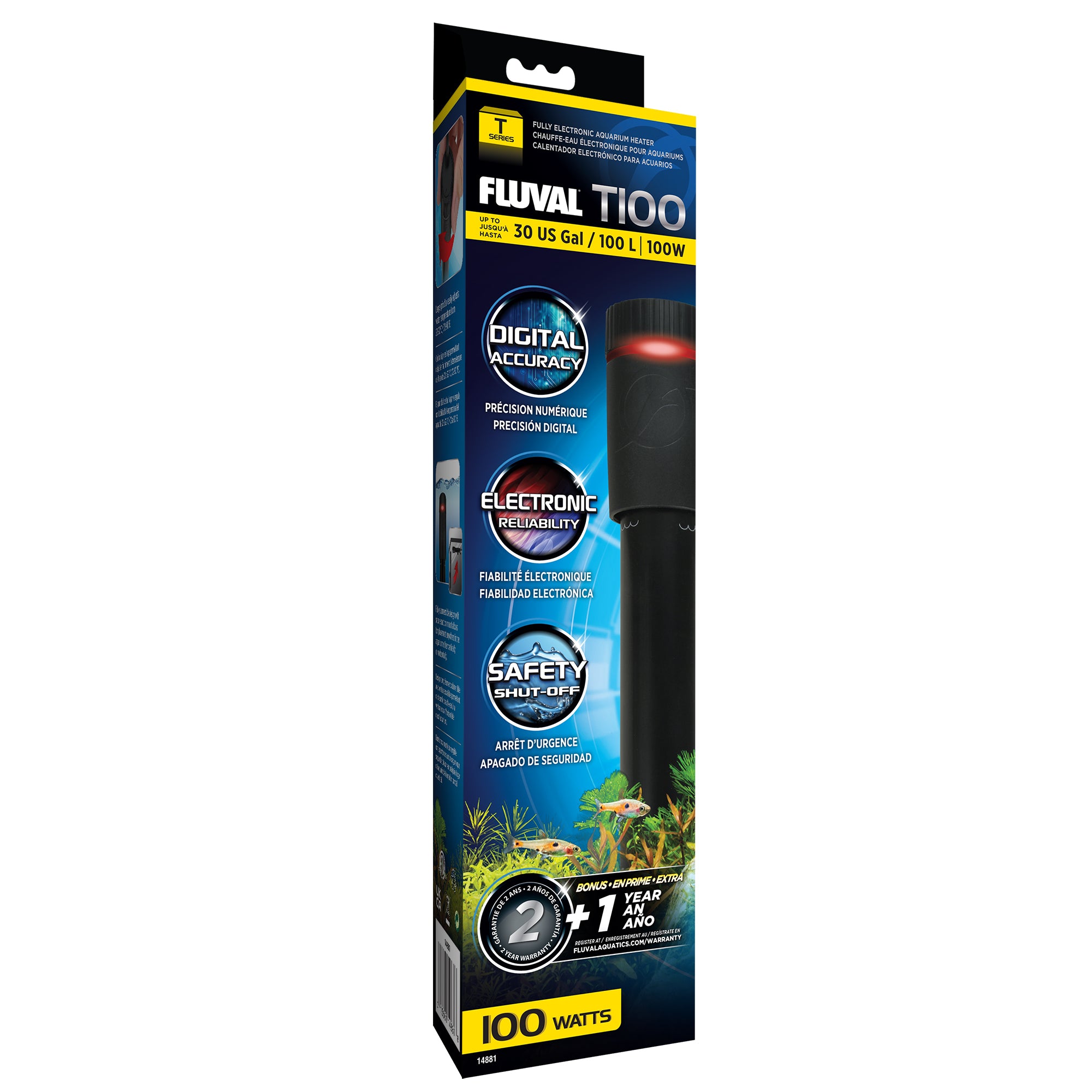 Chauffe-aquarium Fluval série T avec arrêt automatique