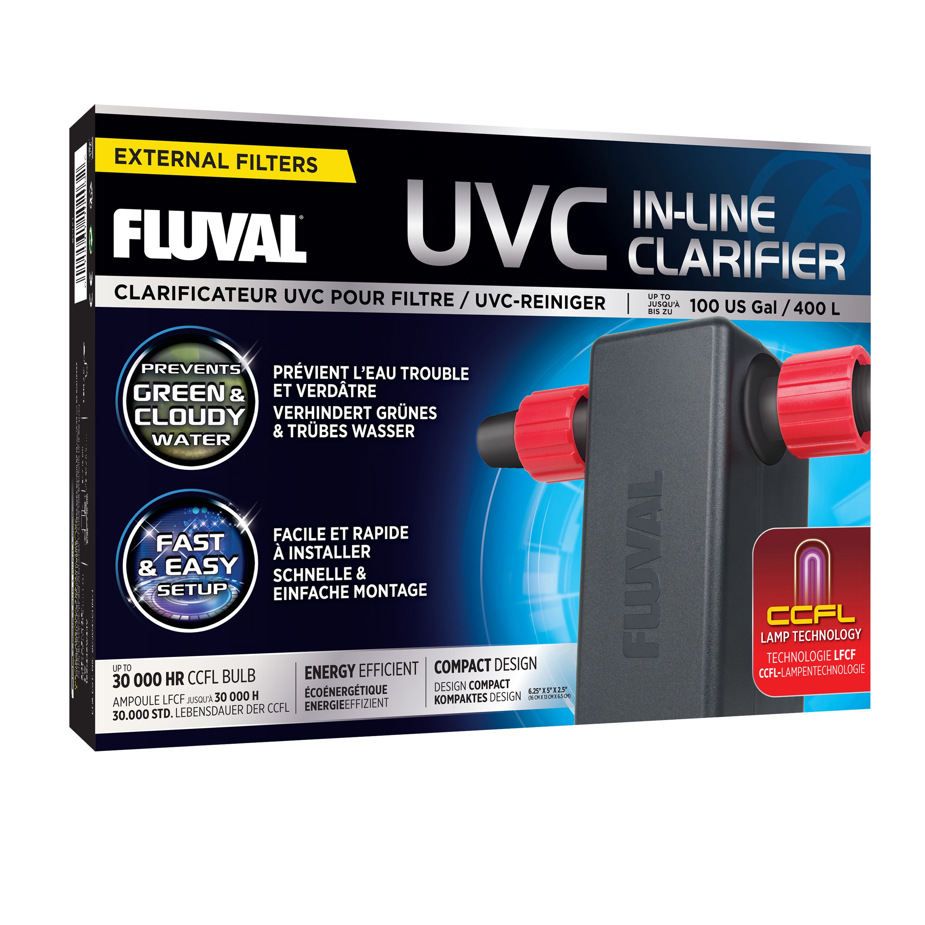 Clarificateur Fluval UVC en ligne - jusqu'à 400 L (100 gal US)
