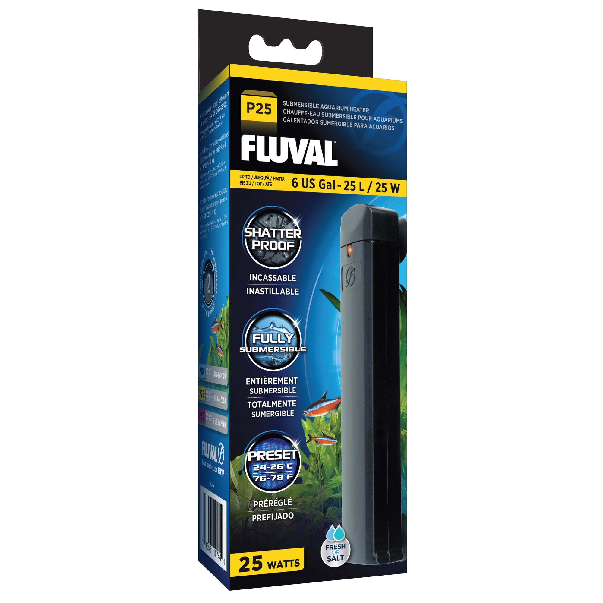 Chauffe-aquarium submersible préréglé Fluval série P