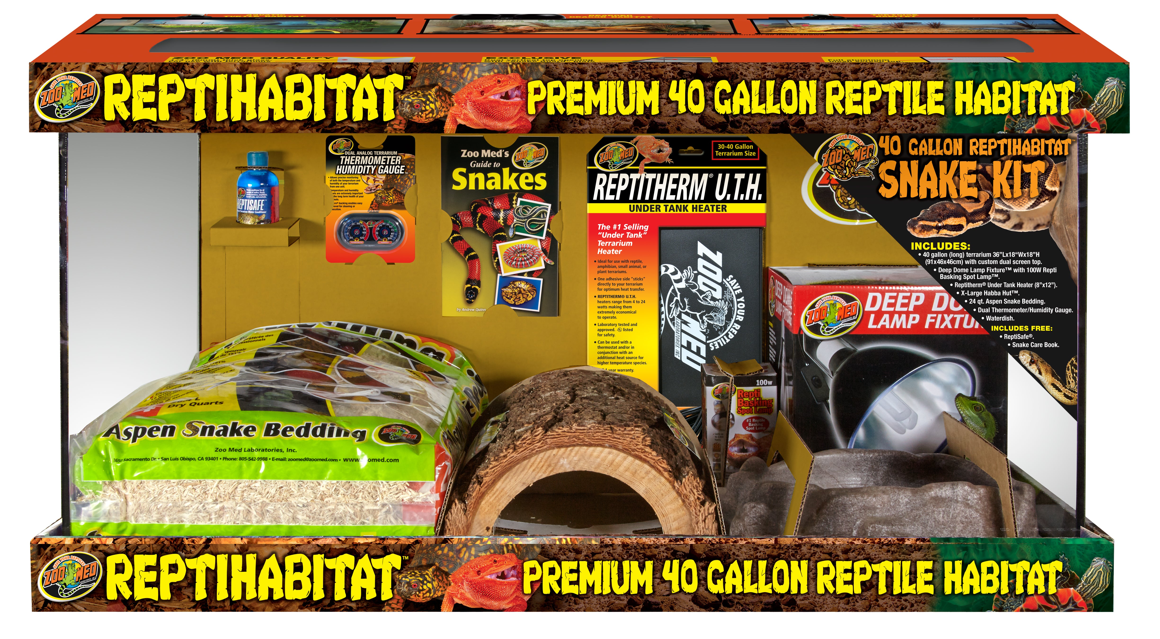 Kit de serpent ReptiHabitat Zoo Med, 40 gallons