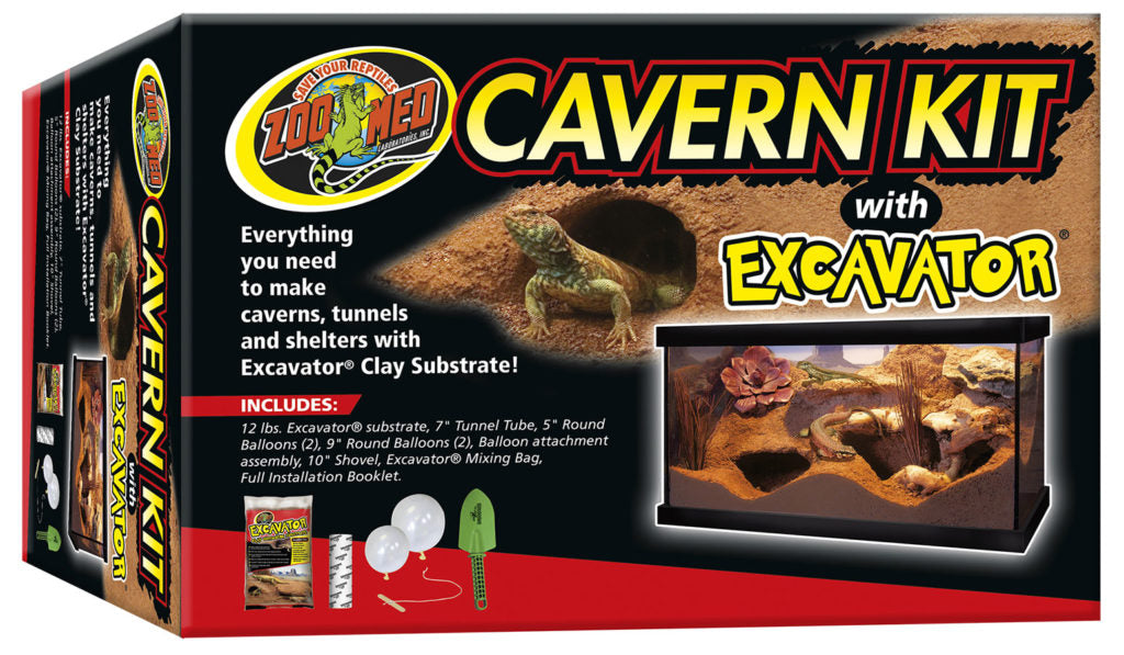 Kit de caverne Zoo Med avec substrat d'excavation en argile pour excavatrice