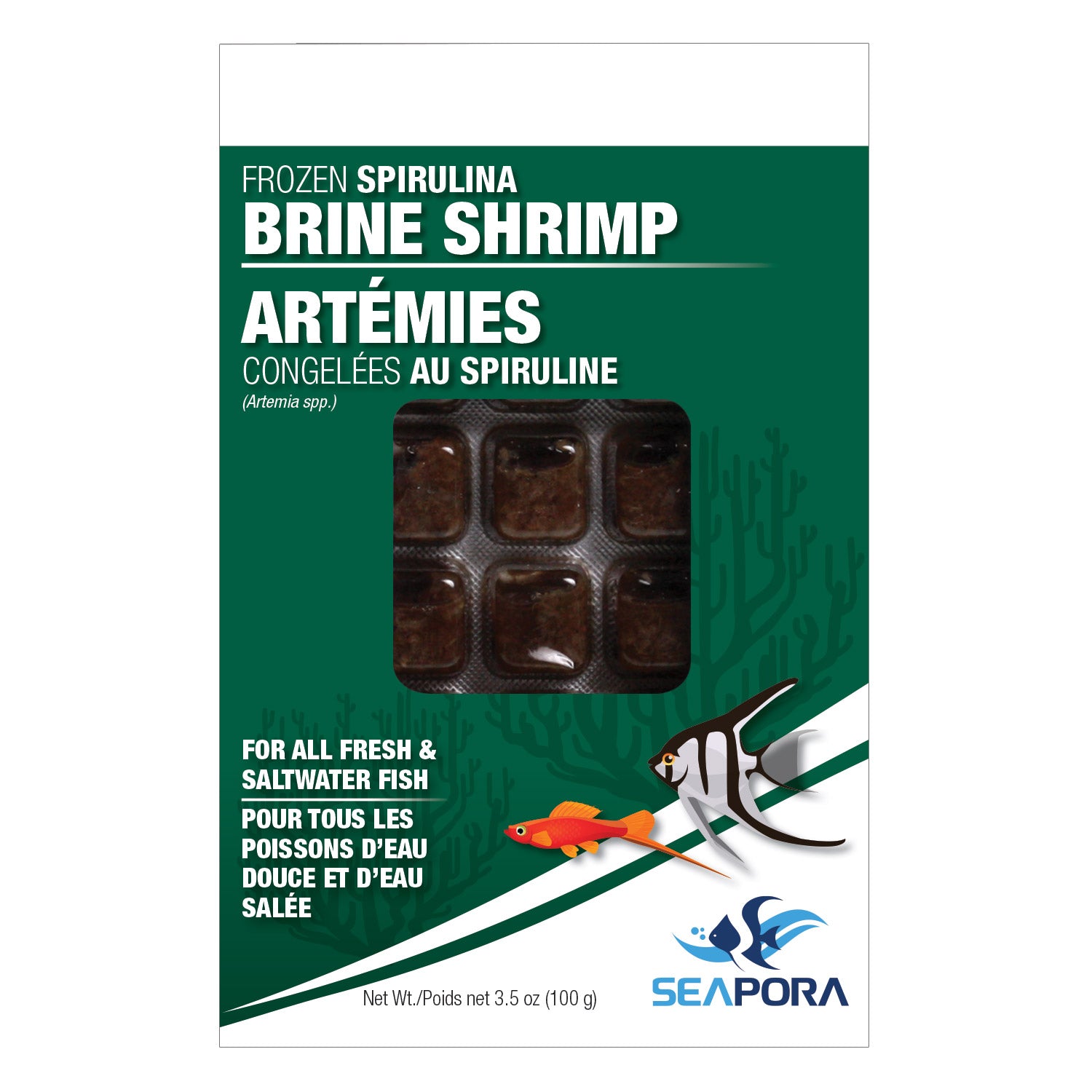 Seapora Frozen Spirulina Brine Shrimp Cubes - Case Lots (Special Order Product)