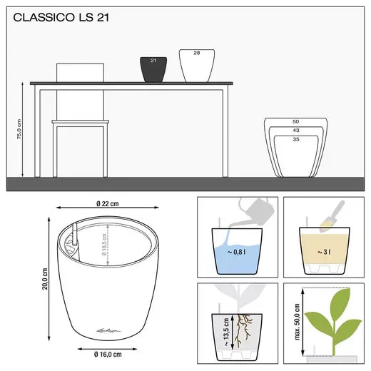 Lechuza Classico  LS 21 Self-Watering Pot