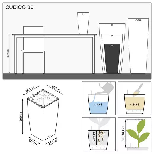 Lechuza Cubico 30 Self-Watering Pot