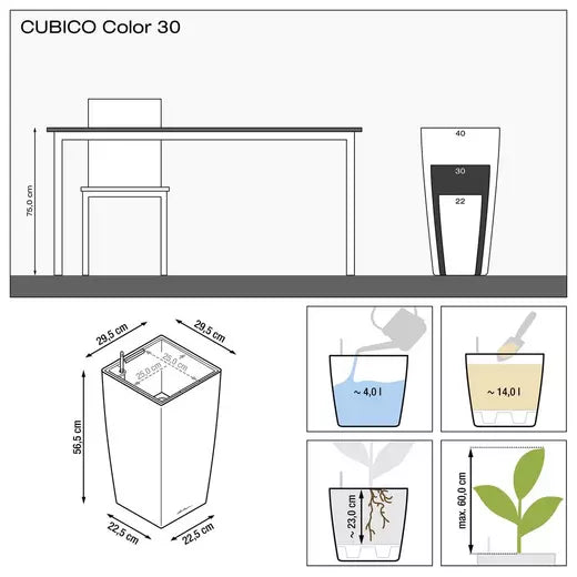 Lechuza Cubico 22 Self-Watering Pot