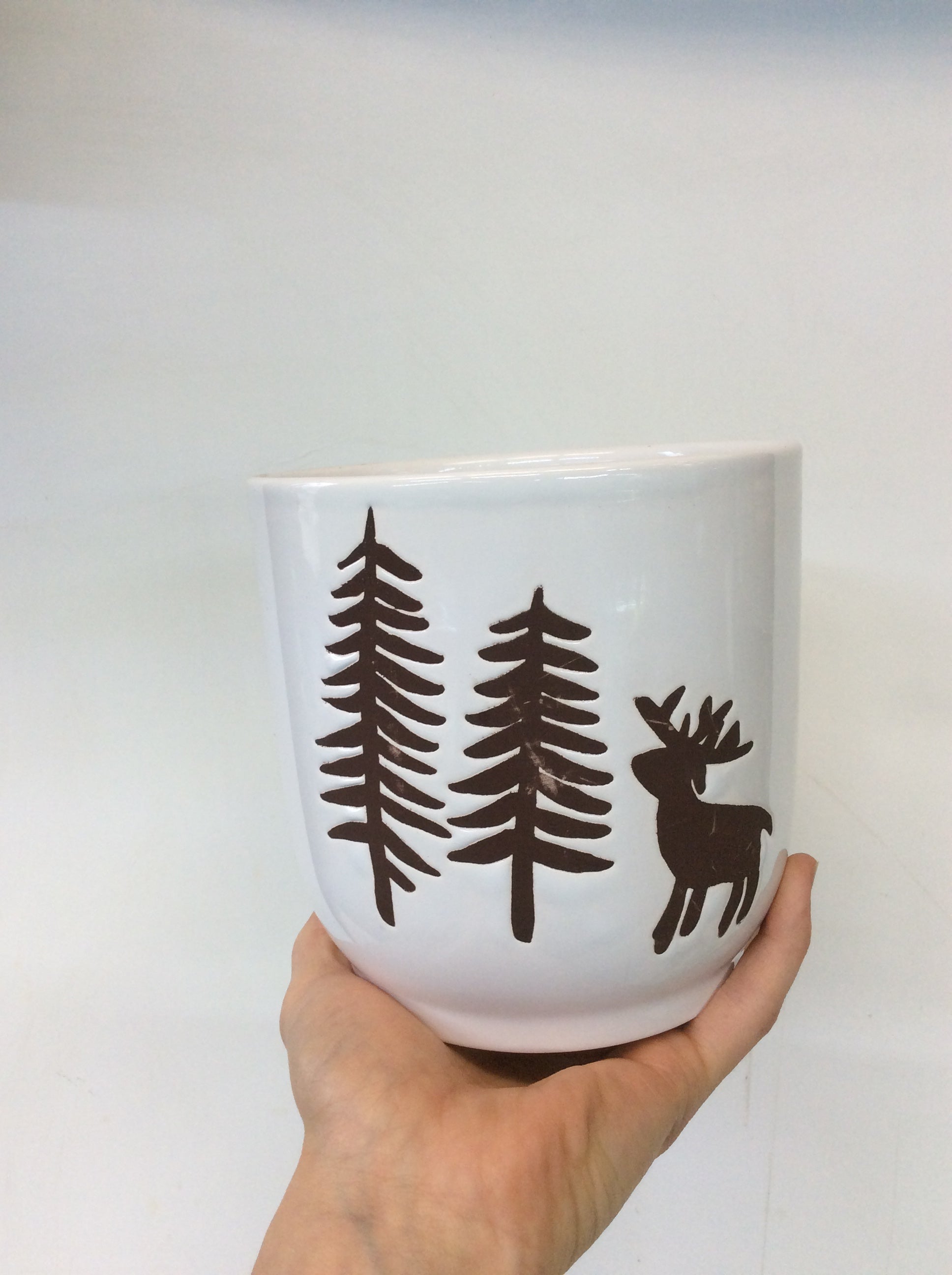 Ceramic pot (Moose and Tree)