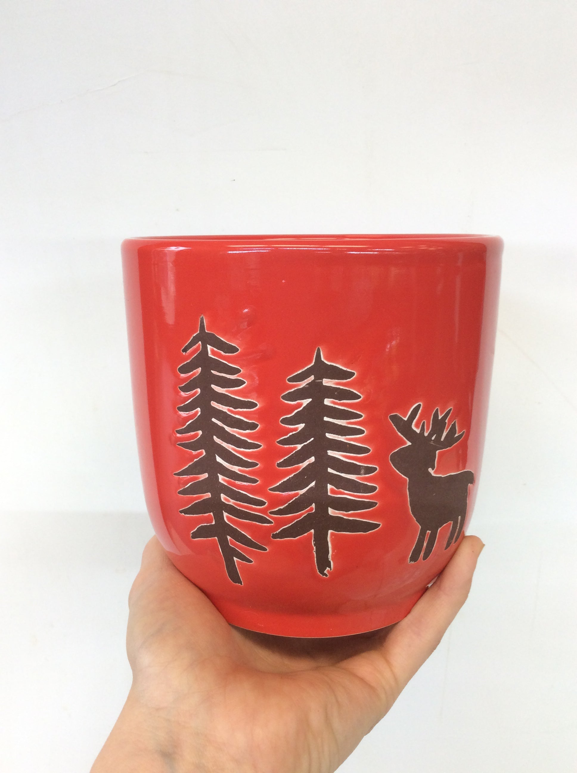Ceramic pot (Moose and Tree)