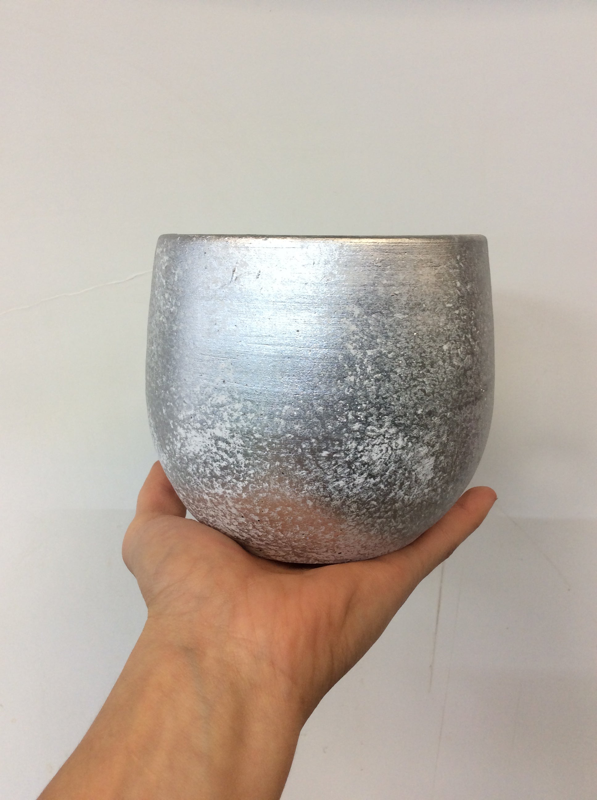 4" Lucas Silver Ceramic Pot