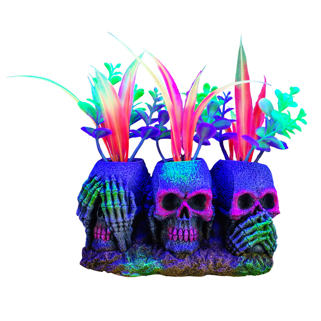 Marina iGlo Ornament - 3 Skulls with Plants - Small 5.5"