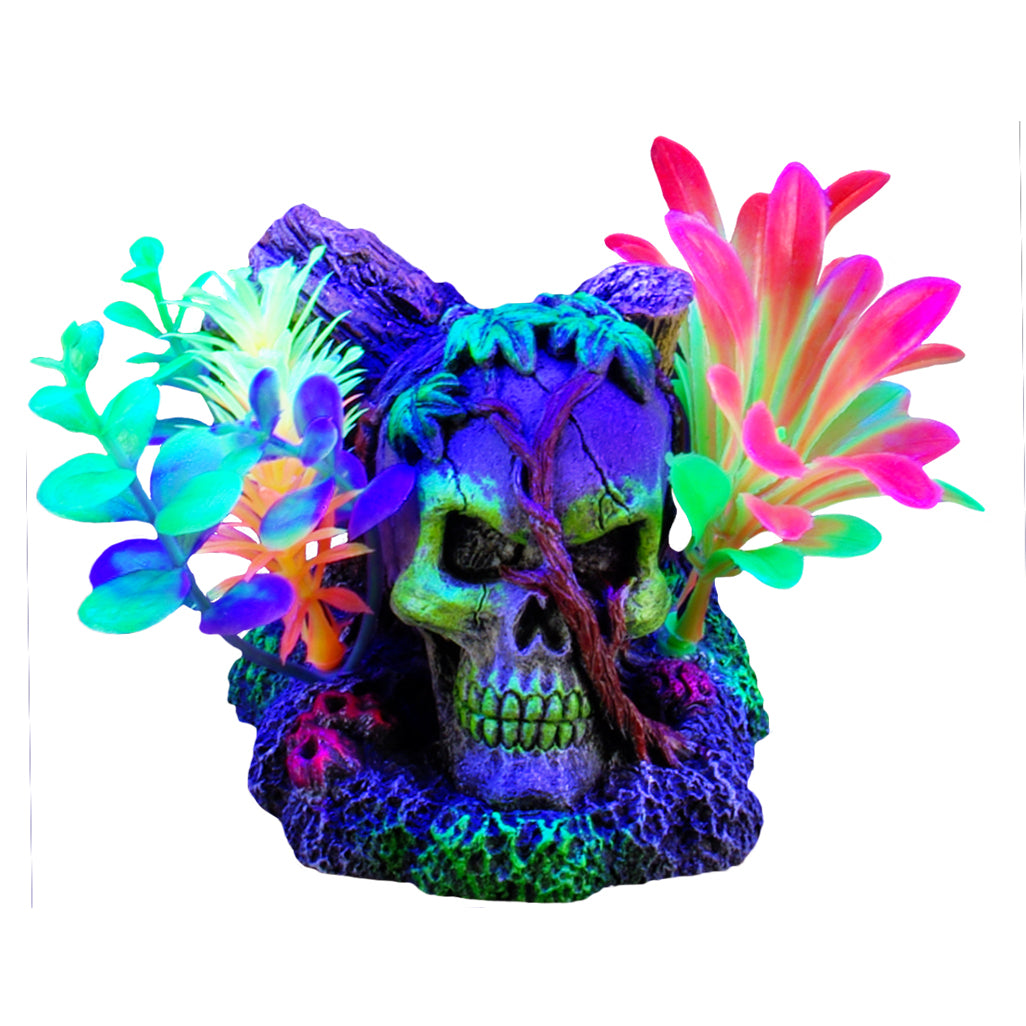 Marina iGlo Ornament - Skull with Vines and Plants 4.5"