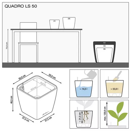 Lechuza Quadro LS 50 Self-Watering Pot