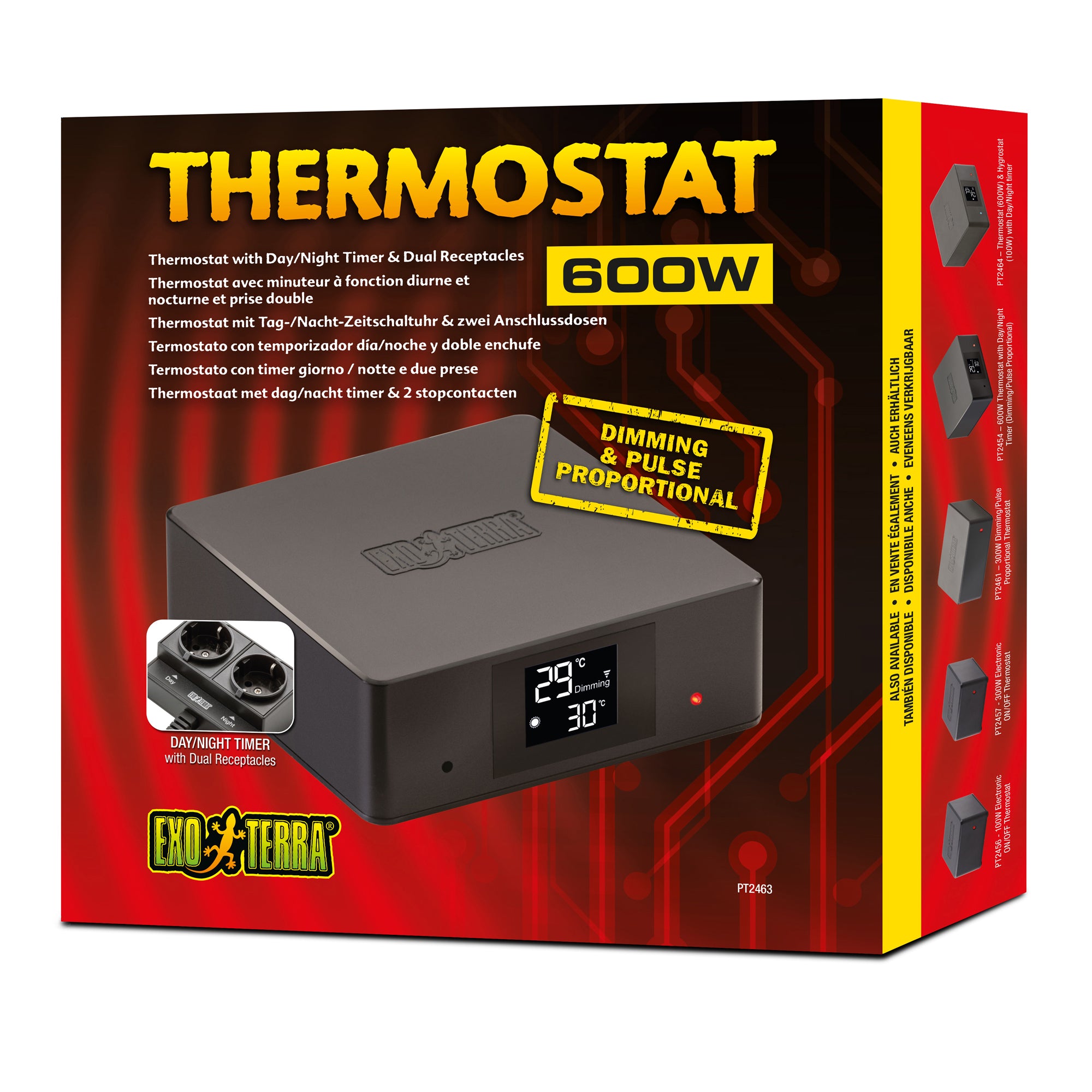 Exo Terra Dimming & Pulse Proportional Thermostat with Day/Night Function dual outlet- 600 W